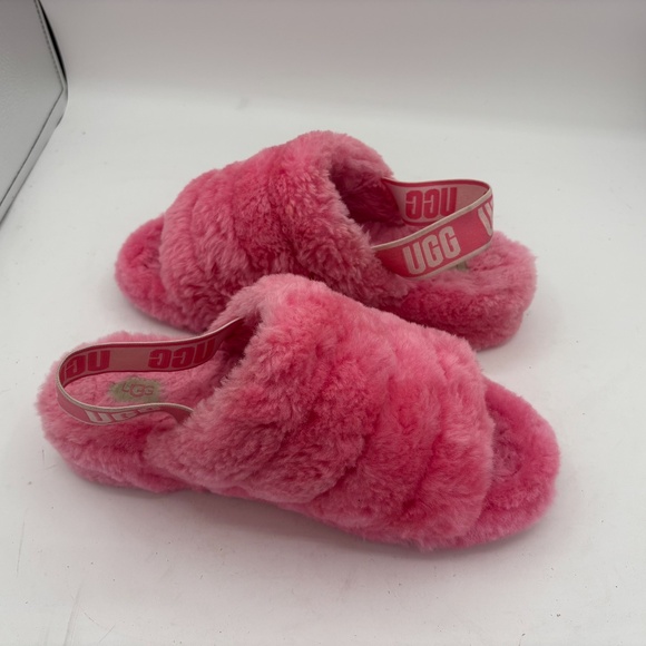 Women's UGG FLUFF YEAH SLIDE Sheepskin Slipper Sandal 1095119 PINK ROSE US 10 - Picture 9 of 13